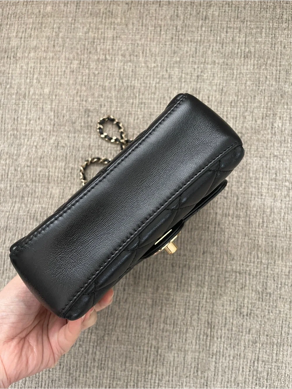 CHANEL Black Quilted Leather Top-Handle Crossbody with Gold Hardware